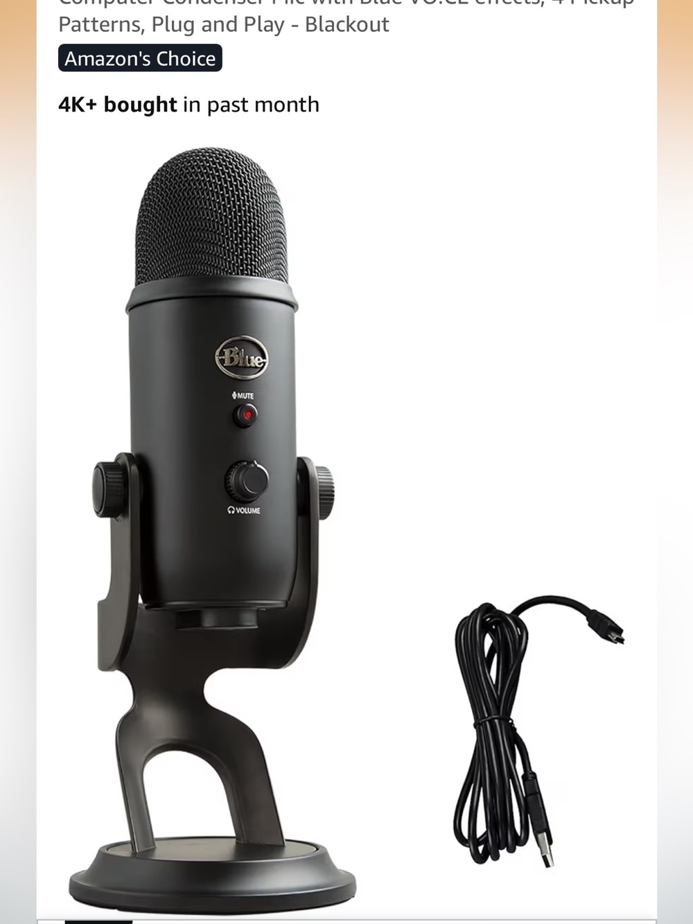 Standard blue yeti microphone